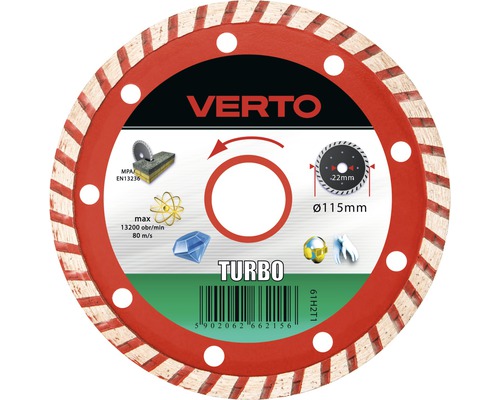 Disc diamantat Verto Turbo Ø115x2x22,2 mm