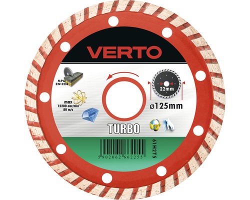 Disc diamantat Verto Turbo Ø125x2x22,2 mm