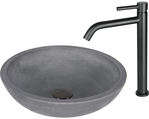 Chiuvetă rotundă din beton cu baterie