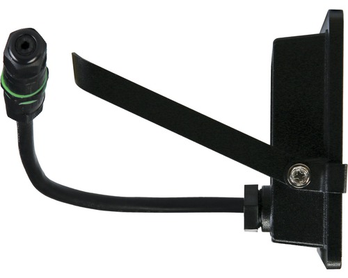 Reflector negru cu LED pentru exterior, cu cablu și suport de montaj