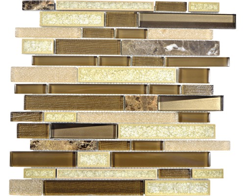 Mozaic sticlă Sonja 58 mix maro 30x29,2 cm Placă de mozaic cu aspect de sticlă și piatră