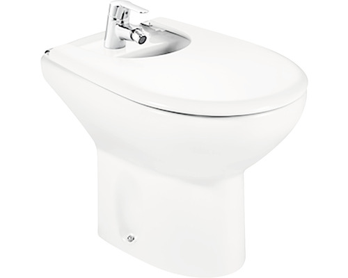 Bideu alb cu robinet pentru baie