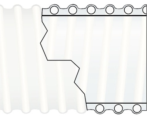 Vizualizare detaliată a unei țevi flexibile cu structură ondulată