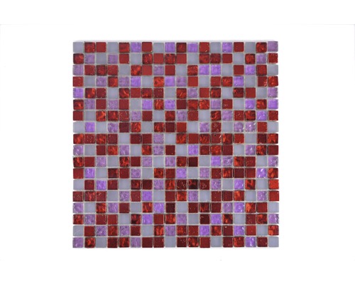 Mozaic sticlă XCM M730 mix roșu-gri-lila 30x30 cm