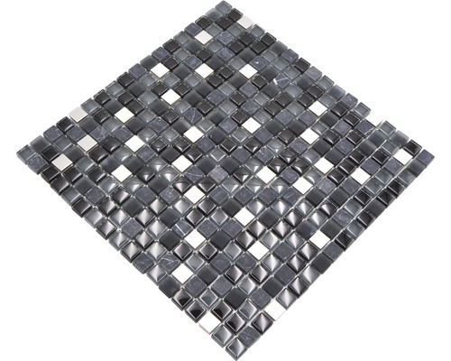 Covor mozaic din sticlă și piatră naturală, formă pătrată