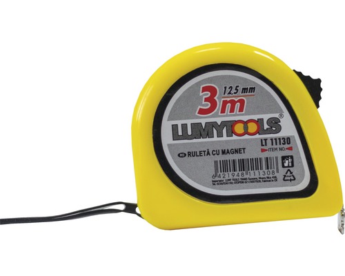 Ruletă galbenă cu o lungime de 3 metri