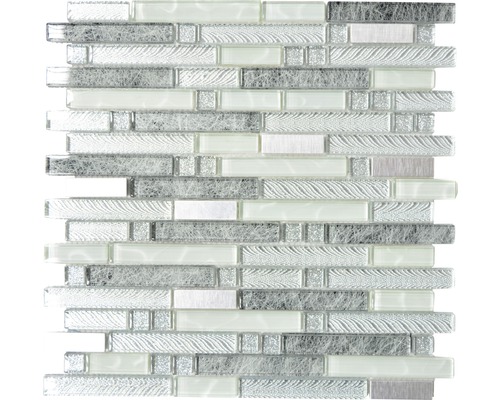 Mozaic sticlă XCM MV698 mix gri-argintiu 29,8x30 cm