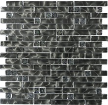 Mozaic sticlă XCM MV708 negru 29,8x30 cm