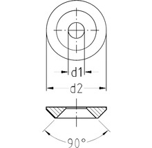 Desen tehnic al unei șaibe conice cu dimensiuni