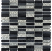 Mozaic sticlă XCM SM108 gri-negru 29,8x30,4 cm