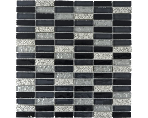 Mozaic sticlă XCM SM108 gri-negru 29,8x30,4 cm