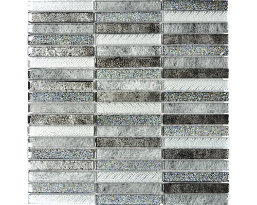 Mozaic sticlă XCM ST DS argintiu 29,8x30,4 cm Placă de mozaic cu suprafață de sticlă pentru pereți și podele