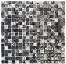 Mozaic sticlă XCM ZEUS crom-negru 30x30 cm