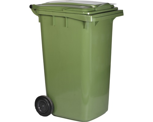 Pubelă verde cu capac și roți