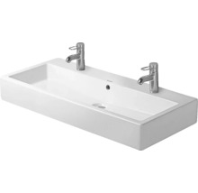 Lavabo dreptunghiular din ceramică sanitară cu două baterii
