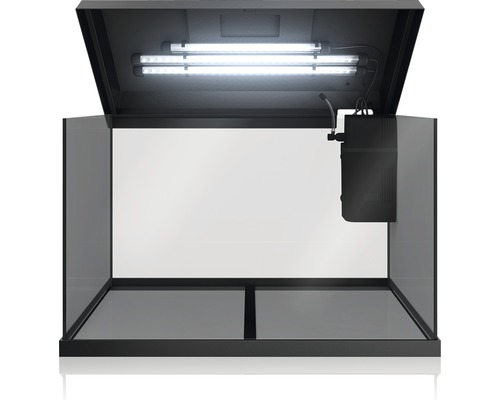 Acvariu deschis cu iluminare și filtru