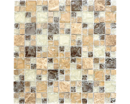 Mozaic sticlă-piatră naturală XIC K1453 mix maro 30,5x30,5 cm
