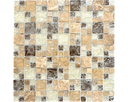 Mozaic sticlă-piatră naturală XIC K1453 mix maro 30,5x30,5 cm Mozaic din sticlă și piatră pentru pereți și podele