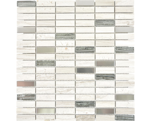 Mozaic piatră naturală XNM SM67 mix gri-alb 29,8x30,4 cm