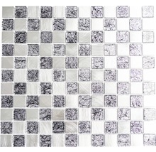 Mozaic sticlă-aluminiu XAM A451 negru/argintiu lucios 32,7x30,2 cm