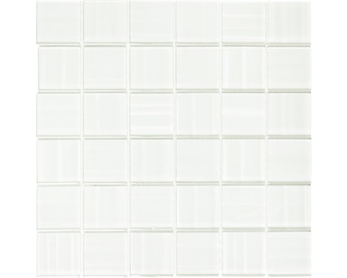 Mozaic piscină sticlă XCM BC 884 alb lucios 29,8x29,8 cm Placă de mozaic de sticlă pătrată pentru perete și podea