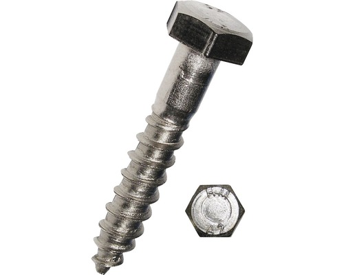 Holșuruburi cu cap hexagonal Dresselhaus 12x100 mm DIN571 oțel inox A2, 25 bucăți, pentru lemn-0