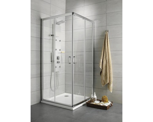 Cabină de duș pătrată Radaway Premium Plus C 100, 100x100x190 cm, sticlă securizată satinată, profil crom-0