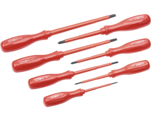 Set șurubelnițe electrice drepte și cruce PH Meister, testate VDE, 7 piese Mai multe șurubelnițe plate cu mâner din plastic