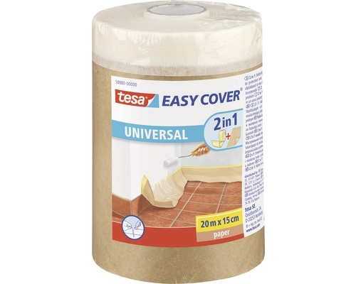 Folie acoperire de hârtie tesa Easy Cover® Universal 20 m x 150 mm Tesa Easy Cover Universal 2 în 1 hârtie de acoperire, 20 metri x 15 centimetri