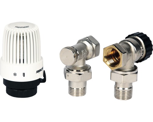 Set robineți termostatați colțar (tur-retur) Heimeier Calipso 1/2”, cu cap termostatic tip S, alb