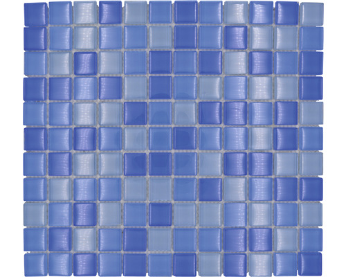 Mozaic piscină sticlă XCM 8222 mix albastru 30,2x32,7 cm Placă de mozaic din sticlă cu pietre pătrate