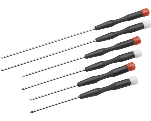 Set șurubelnițe drepte și cruce Meister pentru electrice și electronice, 6 piese Set de șase șurubelnițe plate și în cruce