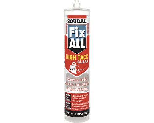 Adeziv universal SOUDAL Fix All High Tack Clear pentru construcții cu putere mare de lipire 290 ml transparent