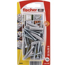 Dibluri plastic cu șurub Fischer SX 6x30 mm, 15 bucăți, filet complet-thumb-0