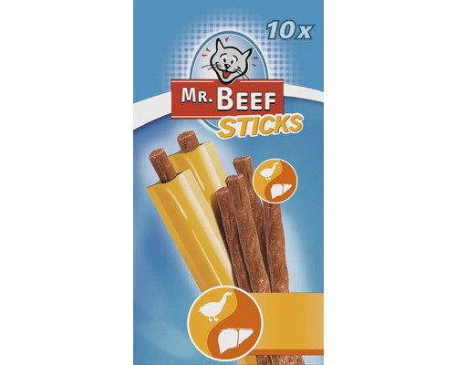 Snack pentru pisici MR. BEEF sticks-uri cu pasăre și ficat 10 buc.