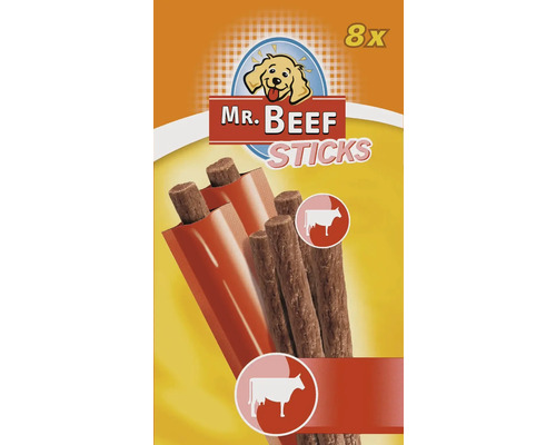 Snack pentru câini MR. BEEF sticks-uri cu vită 8 buc. Snack pentru câini MR. BEEF sticks-uri cu vită 8 buc.