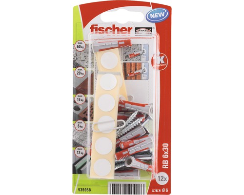 Set dibluri Fischer cu șuruburi și capace