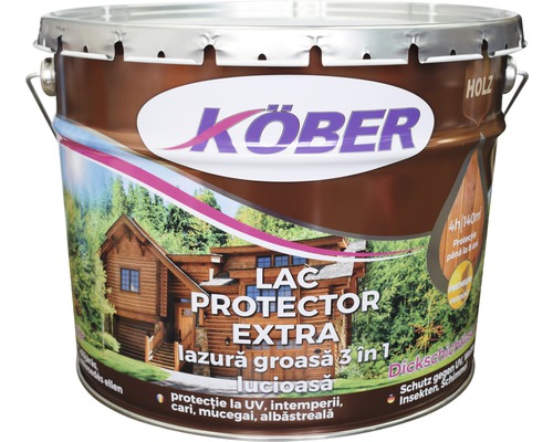 Lac protector extra Köber lazură groasă 3 în 1 teak 10 l