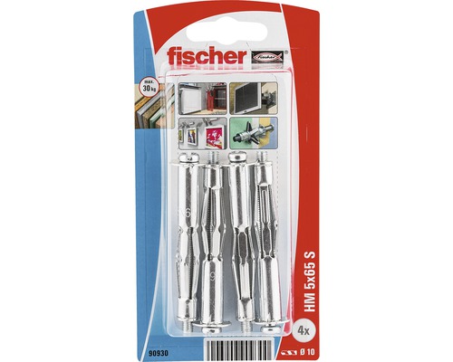 Ancore metalice cu șurub Fischer HM Ø10x65 mm, filet metric M5, 4 bucăți, pentru perete fals