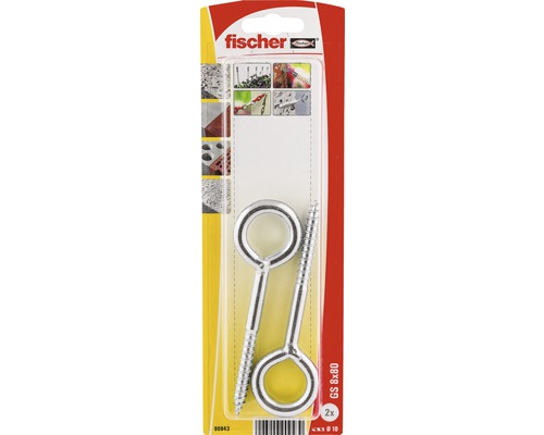 Holșuruburi cu ochi sudat Fischer GS 8x80 mm oțel zincat, 2 bucăți, pentru montaj schele-0