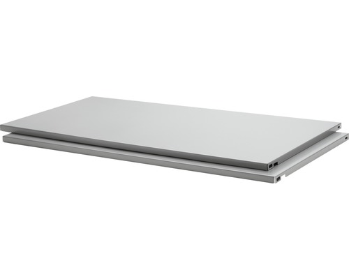 Polițe metalice raft Dolle Steelboards 800x400 mm, argintii, pachet 2 bucăți Două rafturi pentru sisteme de rafturi