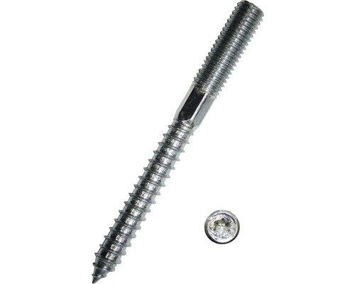 Prezoane dublu filetate Dresselhaus 8x180 mm oțel zincat, cap Torx, pentru dibluri & lemn, 20 bucăți