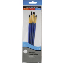 Set de pensule Daler Rowney cu patru pensule din păr de cămilă în ambalaj