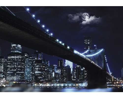 Fototapet hârtie Brooklyn Bridge albastru negru 254x184 cm