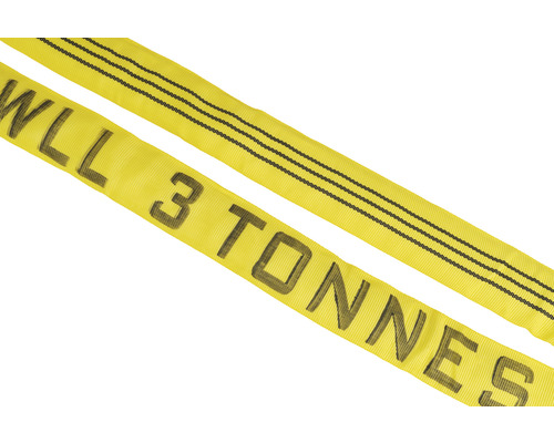 Chingă de ridicare galbenă cu o capacitate de încărcare de 3 tone