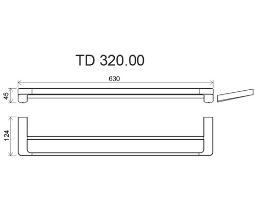 Desen tehnic al unui suport pentru prosop cu dimensiuni