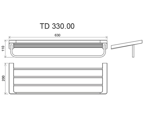 Desen tehnic al unui suport de prosop cu dimensiuni