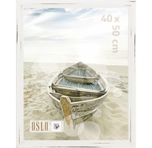 Ramă foto plastic Oslo, aspect de lemn, albă 40x50 cm-thumb-0