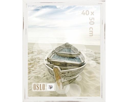 Ramă foto plastic Oslo, aspect de lemn, albă 40x50 cm-0