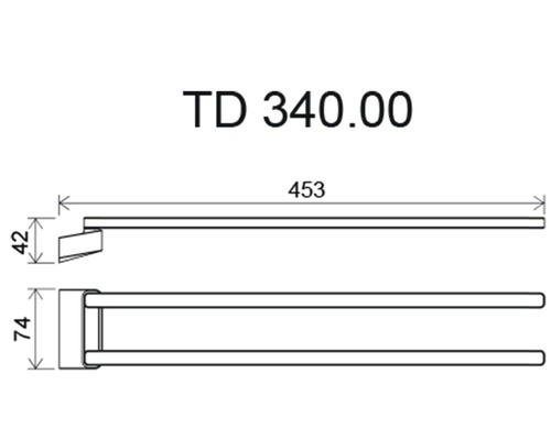 Desen tehnic al unui suport pentru prosop cu dimensiunile 453, 42 și 74.